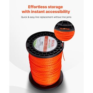 Fil de coupe en nylon orange de qualité supérieure 0,095 po x 1280 pi, robuste, universel, pour débroussailleuses et coupe-bordures électriques - Product Image 6