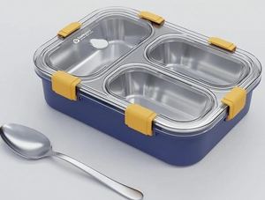 High Stainless Steel Airtight Leak Proof 3-Compartment 800ml Food <b>Storage</b> Lunch <b>Box</b> for Teenagers Adults Easy Clean Bulk Price - Product Image 4