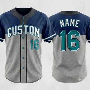 Camiseta de Béisbol Personalizada para Hombre, Manga Corta, Número 16, Gris Marino, Malla Transpirable, Corte Regular, Ropa Deportiva para Adultos, Impresión Serigrafiada - Product Image 1