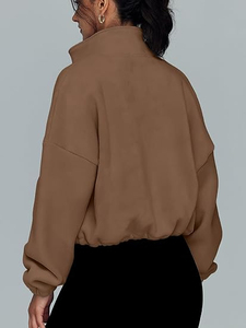 Vestes en polaire décontractées pour femmes automne/hiver, sweat-shirts zippés surdimensionnés à manches longues, longueur normale, écologiques - Product Image 4