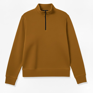 Sweat-shirt polaire demi-zip pour homme, tricoté, teint uni, écoresponsable, avec poche, haute qualité - Product Image 2