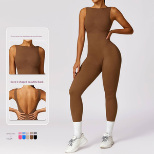 Nouvelle Combinaison de Sport Une Pièce pour Femme, Unie, Dos Nu, pour Fitness, Yoga et Entraînement, Effet Push-Up, Modèle Court - Product Image 6