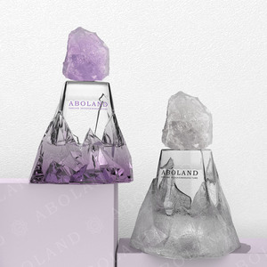 Botella de Perfume de Vidrio ABOLAND con Tapa de Cristal Grabada con Diseño de Montaña, Versiones Azul y Verde - Product Image 4