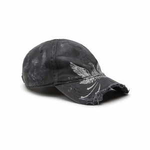ZAHRI SPORTS Washed Cotton Canvas Baseball <b>Cap</b> with Eagle Print <b>Vintage</b> Distressed 6-Panel Metal Buckle Unisex Adult Casual Wear - Product Image 1