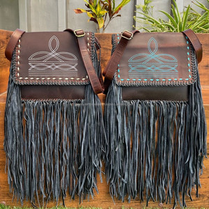 Fashionable High Quality Durable Boot Stitch Genuine Leather Large Fringe Crossbody <b>Bag</b> Western Bohemian Cowhide Women's Handbag - Product Image 5