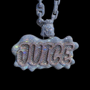 Custom " Juice " Pendant Lab Grown Diamond Hip Hop Necklace <b>Iced</b> <b>Out</b> Bling <b>Chain</b> Luxury Rapper Jewelry - Product Image 3