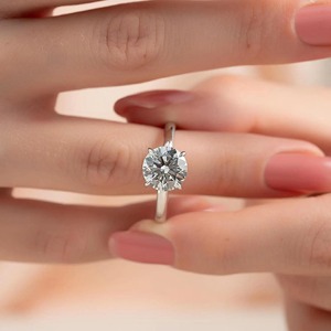 Round Cut 3.25 CT Lab Grown Diamond Ring 14K White Gold Hidden Halo Solitaire Engagement Ring 2 MM Rounded Band Bridal Jewelry - Product Image 1