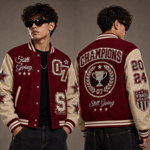 Custom Chenille Embroidery Logo <b>Rhinestone</b> Streetwear Letterman Winter Varsity Coats Baseball Bomber Varsities <b>Jacket</b> for Men - Product Image 1