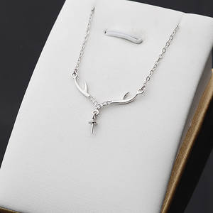 Collar con Colgante de Astas de Ciervo de Plata S925 para Mujer, Juego de Perlas de 7-15 mm, Cadena, Accesorios de Joyería DIY, Bandeja Semiterminada 367 - Product Image 5