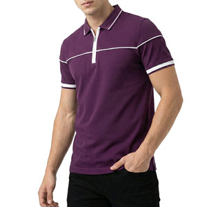 เสื้อโปโลผู้ชายแบบมีแถบตัดสี คอปกซิป แขนสั้น ระบายอากาศได้ดี ทรงเข้ารูป ผลิตจากโรงงานขายส่ง - Product Image 5