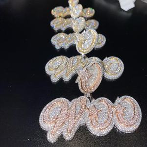 Pendentifs Lettres Moissanite Iced Out Plaqué Or Rose Argent Sterling 925 Breloques Thème Luxe Initiales Prénom Bijoux Cadeau - Product Image 5