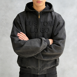 Sudadera con Capucha para Hombre, Negra, Estilo Desgastado, con Logotipo Bordado Personalizado, Bolsillos, Corte Holgado, Informal, Unisex, Ropa Urbana - Product Image 4