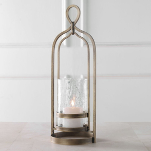 <b>Set</b> of 2 Iron Candle Holder and <b>Lantern</b> for Living Room Interior Decor Handmade Glass Hurricane Candleholder for Wedding Art - Product Image 4