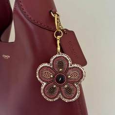 Luxury Floral Embroidery Beaded <b>Keychain</b> Decorative Key Ring for Women and Girls Handmade Beaded Embroidery <b>Keychain</b> with Detail - Product Image 4