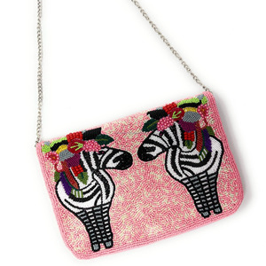 Bolso de Mano de Diseño con Bordado de Zebra, Hecho a Mano, Anti-Robo, Duradero, con Cierre Magnético, Decorado con Cuentas de Seda, Ideal para Regalo, 1L - Product Image 2