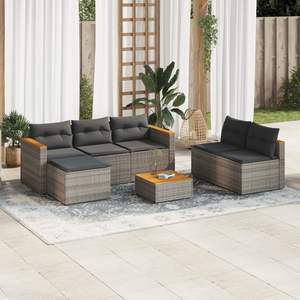Conjunto de Sofá de Jardín de Ratán Gris y Marrón, 6 Plazas, Resistente a la Intemperie, Muebles de Exterior de Diseño Contemporáneo - Product Image 1