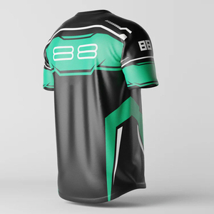 Maillot de football sublimé noir et vert pour homme, manches courtes, anti-humidité, coupe athlétique, col rond, en polyester, vêtement de sport - Product Image 4