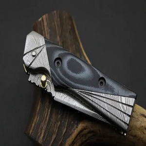 Premium Industrial Grade Stainless Steel Tactical Folding Knife Handmade Pocket Hunting Survival Knives <b>Drop</b> Point Micarta - Product Image 2