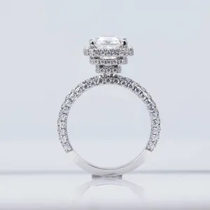 Luxury Moissanite Engagement <b>Ring</b> 925 Sterling Silver Halo Bridal <b>Ring</b> for Women Wedding Jewelry - Product Image 2