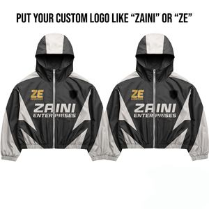 Mens Winter 120 GSM Premium Canvas Windbreaker Jacket Black Contrast Panel Custom Sublimation Embroidery DTF Print Front OEM - Product Image 1