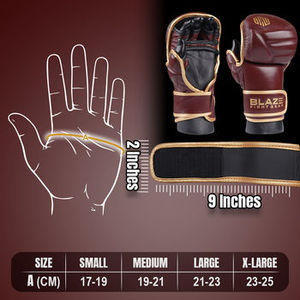 Guantes de MMA BLAZE FIGHT GEAR de Cuero Vacuno Genuino de Primera Calidad, Logotipo Personalizado, para Entrenamiento de Grappling y Sparring, Transpirables y que Absorben la Humedad - Product Image 6