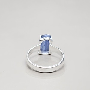 Anillo de Plata de Ley 925 con Piedra Preciosa de Cianita, Estilo Clásico de Lujo, Antideslustre, Diseño Geométrico Solitario - Product Image 5