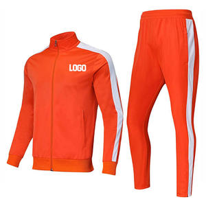 Chándal Unisex Naranja con Cremallera Completa, Cuello Alto, Estilo Deportivo, 100% Poliéster, Secado Rápido, Color Sólido, con Bolsillos Laterales - Product Image 1