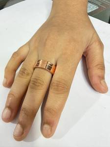 แหวนทองแดงแท้สไตล์วินเทจสลักลายรูปหัวใจ แหวนทองแดงขอบกว้างแบบเรียบ - Product Image 5