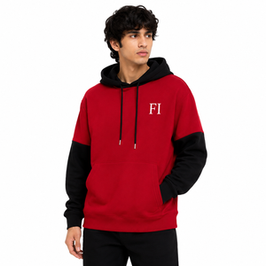 Sweat-shirts à capuche bicolores épais, personnalisables avec broderie, en molleton de coton, vêtements streetwear, fabrication OEM, fournisseur en gros - Product Image 3