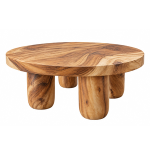 Mesa de Centro de Madera Maciza de Suar, Estilo Orgánico Contemporáneo, Patas Redondeadas, Calidad de Exportación, para Villas de Lujo, Suministro al por Mayor - Product Image 2