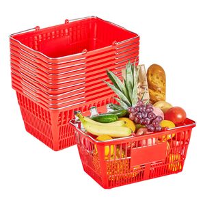 Set di 12 Cestini Impilabili in Plastica PE da 21L con Manici in Metallo e Struttura a Rete Densa - Capacità 20 Libbre - Product Image 1