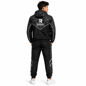 Ensemble de survêtement camouflage pour homme RONAL SPORTS, avec capuche et fermeture éclair intégrale, pantalon de jogging sportif, séchage rapide, polyester, vêtements d'automne - Product Image 4