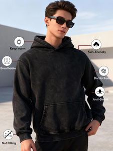 Últimas sudaderas con efecto ácido de peso pesado, 100% algodón, hechas a medida, con efecto ácido intenso, sudadera con capucha básica para hombre de Pakistán - Product Image 5