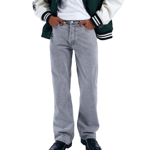 Pantalones Vaqueros Casuales Transpirables para Hombre, Estilo Vintage a Rayas, Corte Holgado, Pierna Ancha, Lavados, Estilo Hip Hop Urbano - Product Image 1