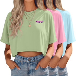 Camiseta Corta Moderna, Ropa Casual para Mujer, Atuendo Urbano Elegante, Top de Algodón Transpirable, Camiseta Corta Ajustada, Prenda de Moda - Product Image 2