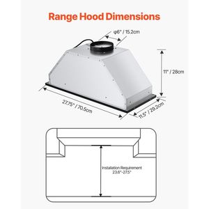 Cappa aspirante da incasso in acciaio da 30 pollici 800 CFM con luci LED e controlli touch gestuali, inserto per cappa da cucina da 30 pollici - Product Image 6