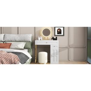 Tocador de Maquillaje de Lujo de 31.5 Pulgadas con Espejo Iluminado, 3 Modos de Iluminación, 2 Cajones y 1 Gabinete, Mesa de Maquillaje Perfecta para Ti - Product Image 6