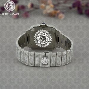 Charm_Jewells Luxury Women's Square Stainless Steel <b>Watch</b> <b>Diamond</b> Encrusted Analog Quartz Movement Folding Clasp 30mm Dial - Product Image 4