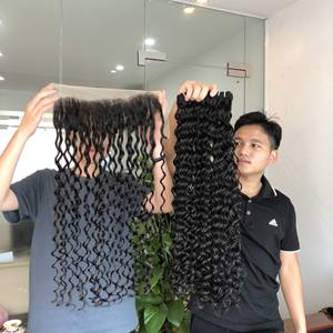 Fábrica suelta profunda ondulada HD transparente encaje peruano frente Peluca de encaje completo negro mujeres extensiones de cabello virgen - Product Image 1