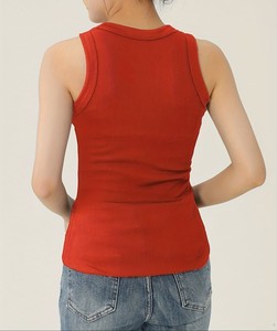 Débardeur tricoté décontracté pour femme, col rond, sans manches, respirant, écologique, séchage rapide, avec logo frontal, côtelé - Product Image 2