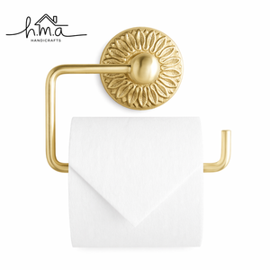 Porte-rouleau de papier toilette mural en laiton antique, design ovale vintage, barre en bois, support de salle de bain classique, design orné - Product Image 4