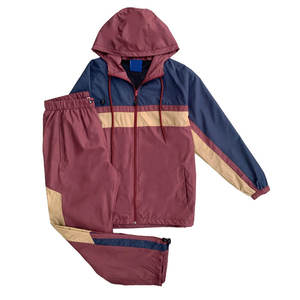 Stylish Windbreaker Set For Men With High Collar And Contrast Panels Windproof And Water Resistant Windbreaker Suit - Product Image 1