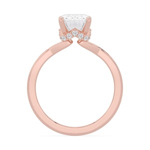 Cautivador Anillo de Compromiso de Oro Rosa de 10K con Diamante Cultivado en Laboratorio de 3.15 ctw, Corte Redondo y Esmeralda, Joyería Nupcial de Lujo - Product Image 2