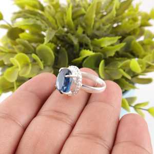 London Blue Topaz <b>Ring</b> Sterling Silver <b>Ring</b> Women Jewelry Handmade <b>Ring</b> Gift For Her Elegant Jewelry Fashion Accessories - Product Image 4