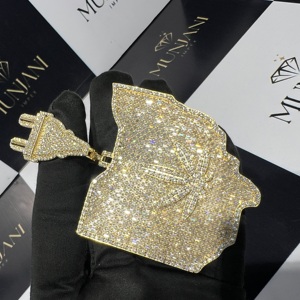 Colgante de Diamante Redondo VVS1 Chapado en Oro sobre Plata 925 para Regalo, Joyería Fina Estilo HipHop, Colgante de Moissanita VVS con Incrustaciones - Product Image 2