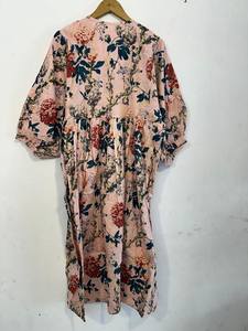 Robe longue mi-longue à col profond imprimée à motifs floraux, tenue d'été de plage pour femmes, robe longue d'été en coton - Product Image 2