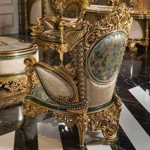 Juego de Sofás en Forma de L de Madera Tallada en Oro Real de Lujo, Ecológico y Duradero, Muebles Clásicos para Sala de Estar, Módulo para Hotel SF-87 - Product Image 2