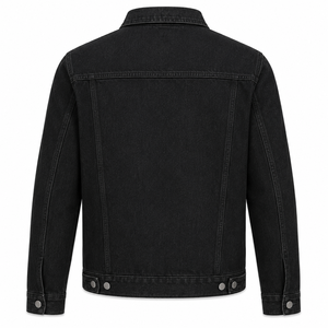 Men's Black Denim Jacket Casual Turn-down Collar Single Breasted Washed Cotton Regular Fit Autumn Wear - Product Image 4