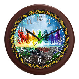 Horloge murale personnalisée avec impression de 7 chevaux au galop pour les célébrations du Nouvel An chinois - Product Image 1