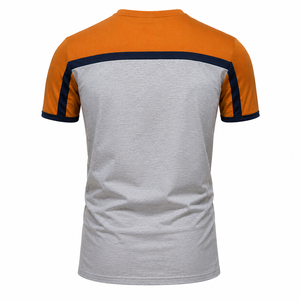 Conjunto de camiseta y pantalones cortos de verano para hombre con bloques de color, cuello redondo, tejido, ropa deportiva informal transpirable, conjunto al por mayor para hombre - Product Image 5
